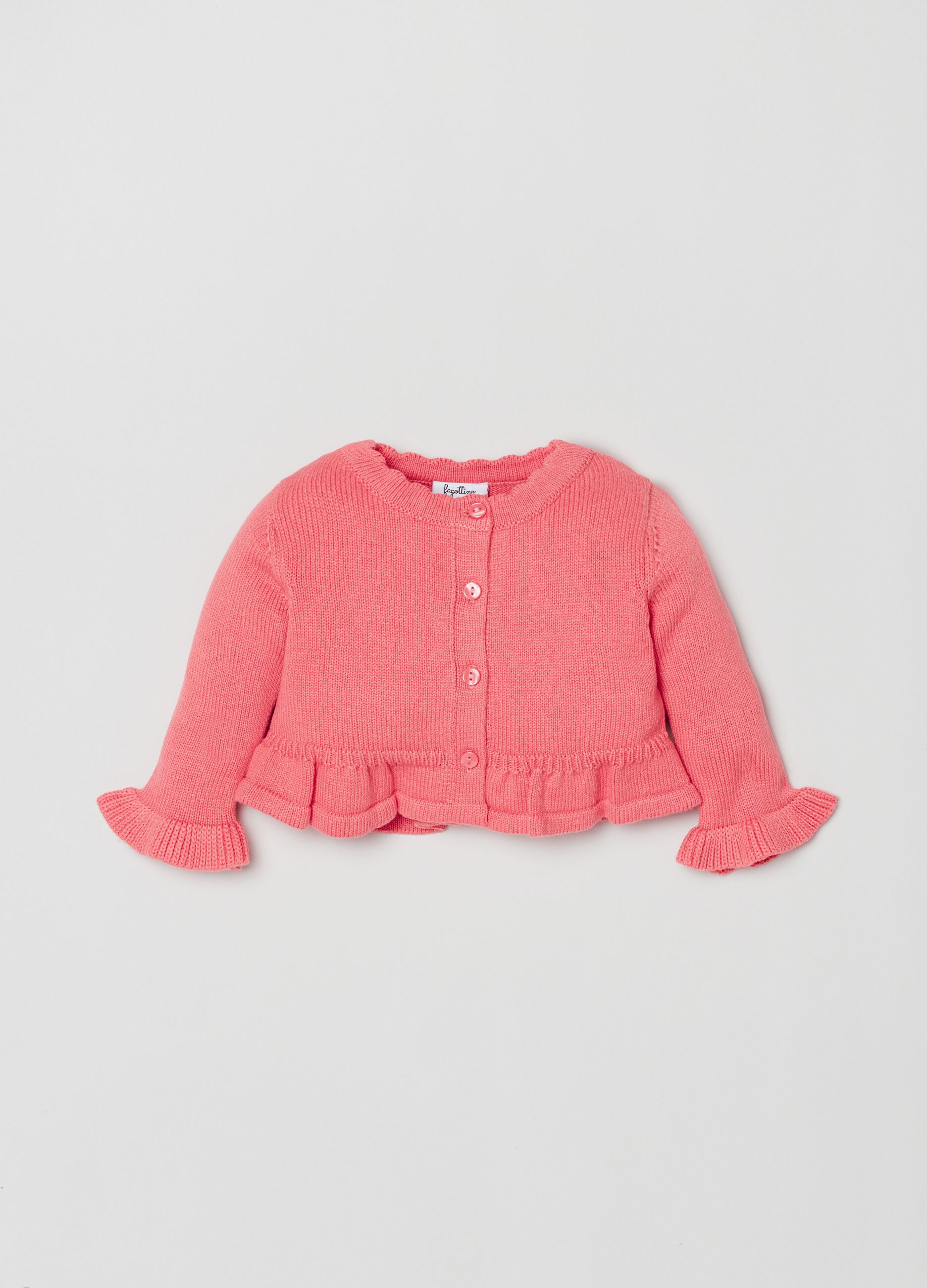 Jersey cardigan with scalloped trim_0