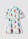 Vestido blanco de ni&ntilde;a de algod&oacute;n puro con estampado floral, corte regular_4