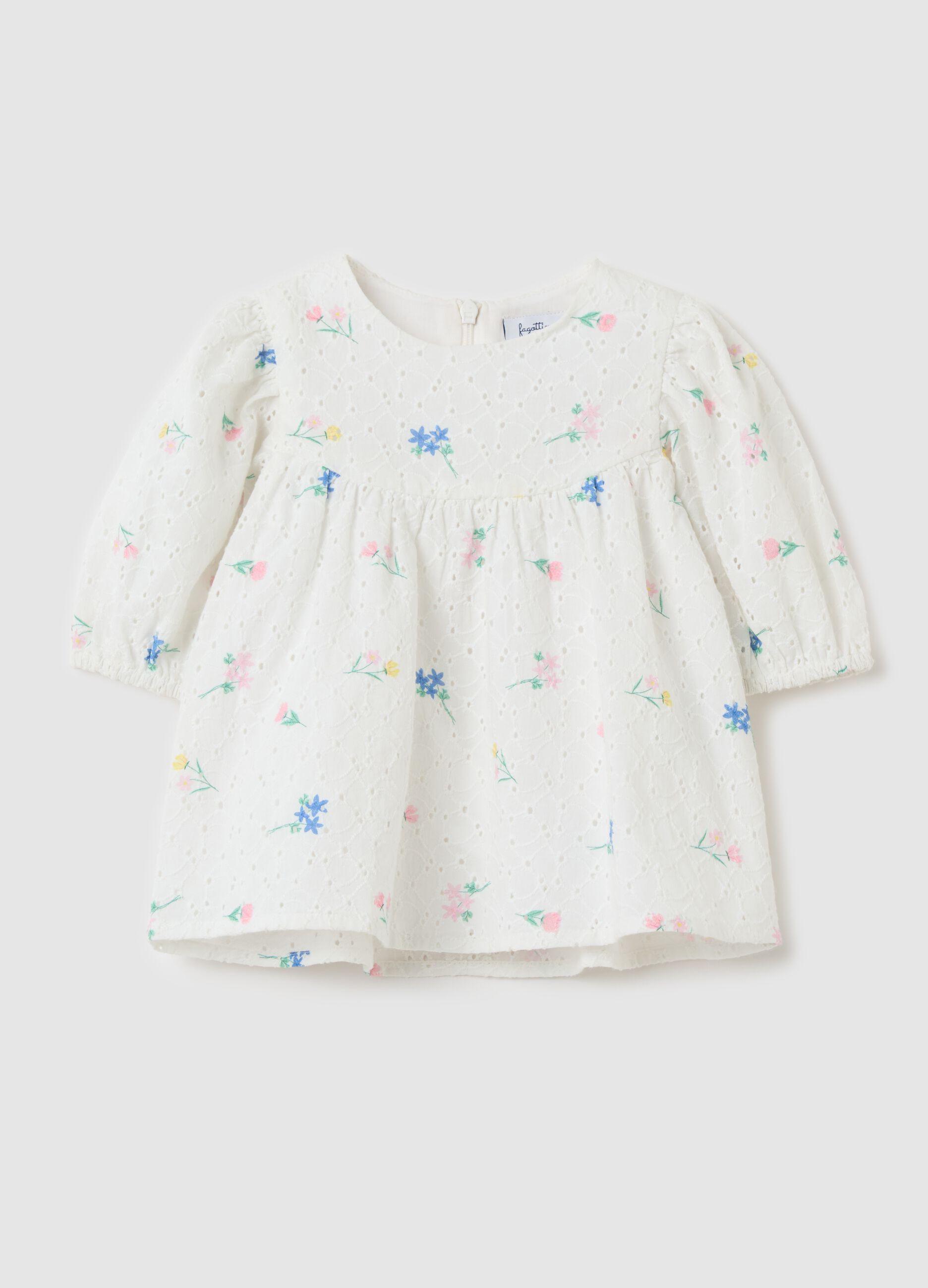 Broderie anglaise dress with embroidered flowers