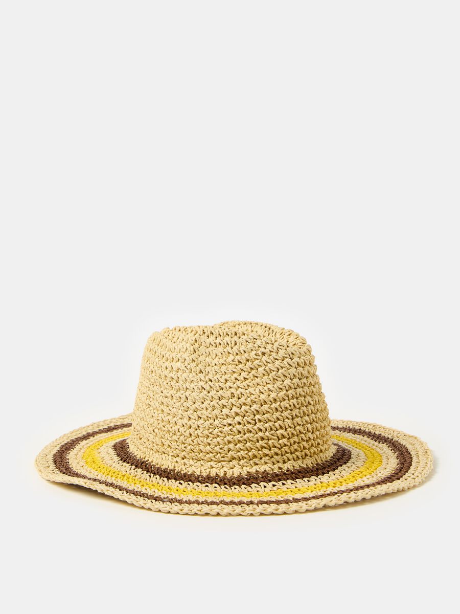 Sombrero de paja con detalle de rayas_0