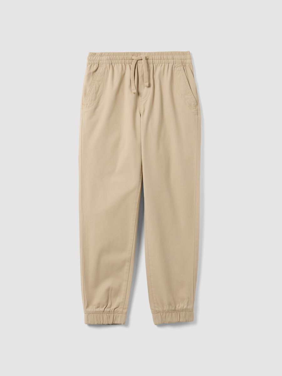 Boys' beige pure cotton jogger trousers regular fit_0