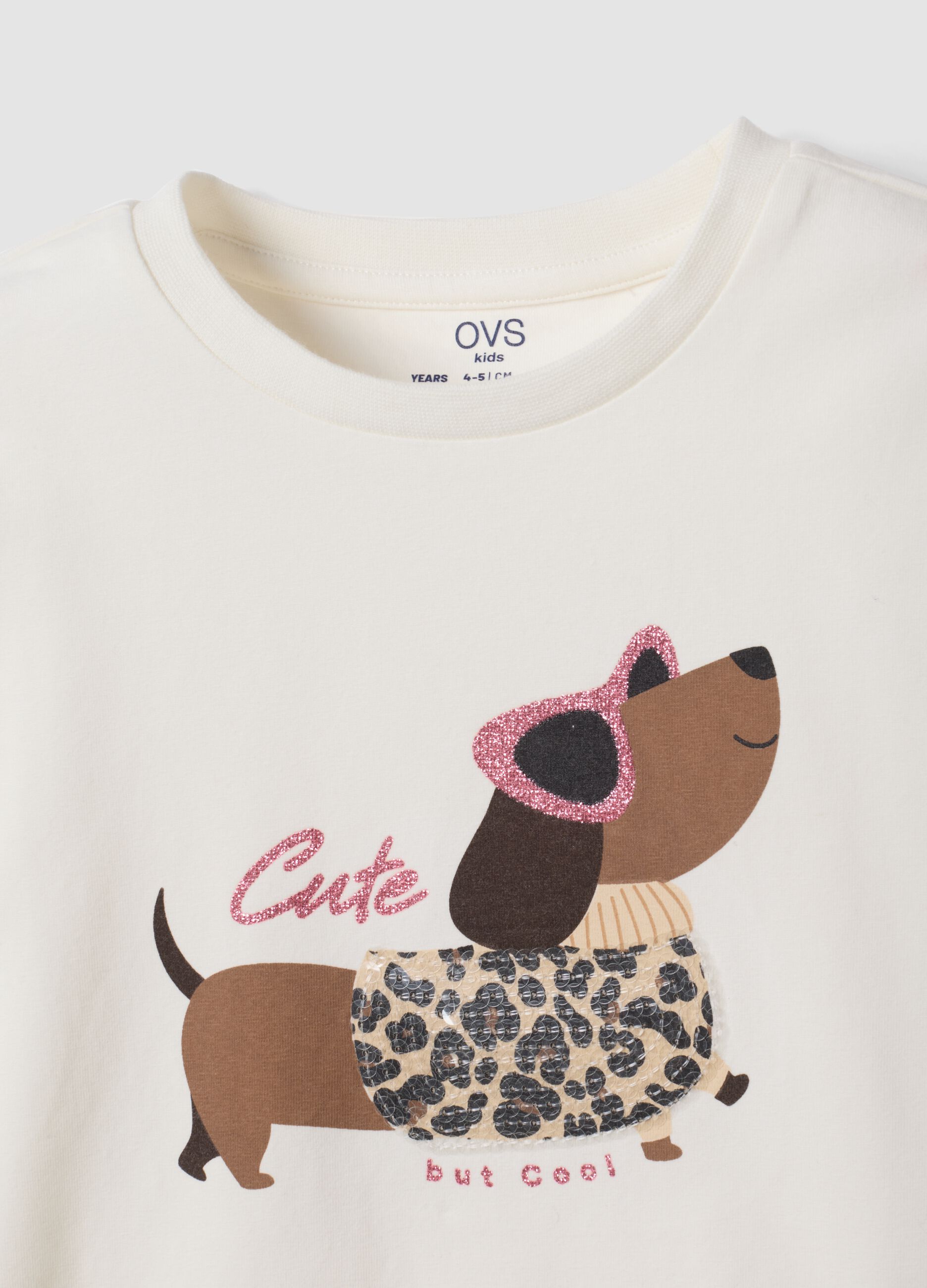 T-shirt bianca in cotone elasticizzato con girocollo