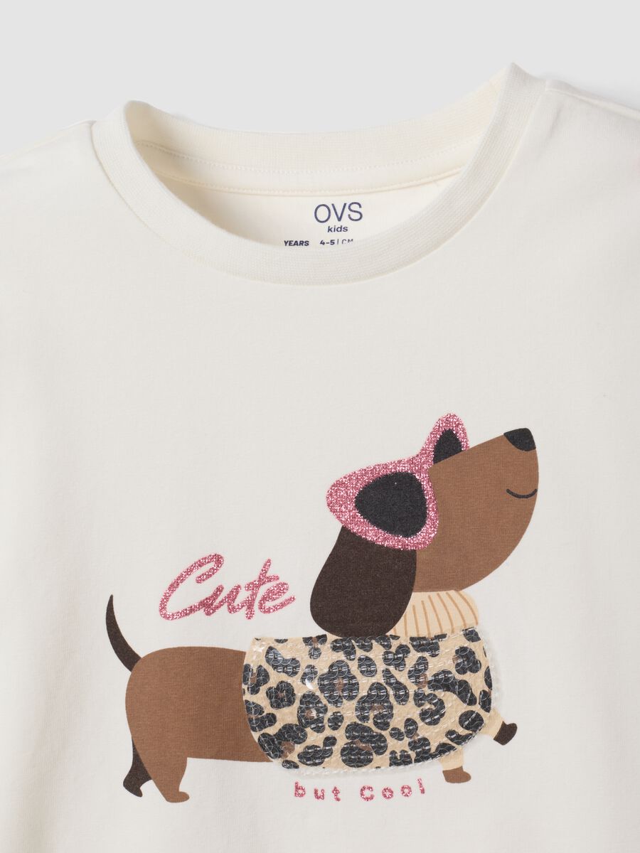 T-shirt bianca in cotone elasticizzato con girocollo_2