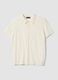 Regular fit white polo in cotton, linen, and silk blend_0