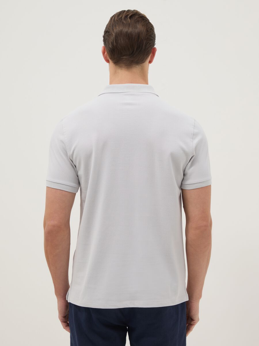 Grey cotton short-sleeved polo regular fit_3