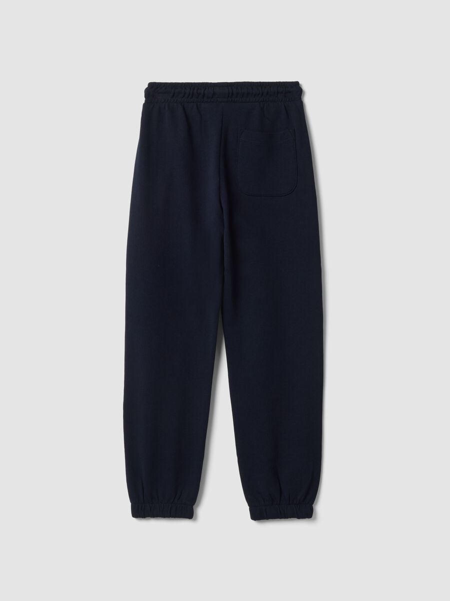 Blue cotton and viscose blend jogger trousers_1