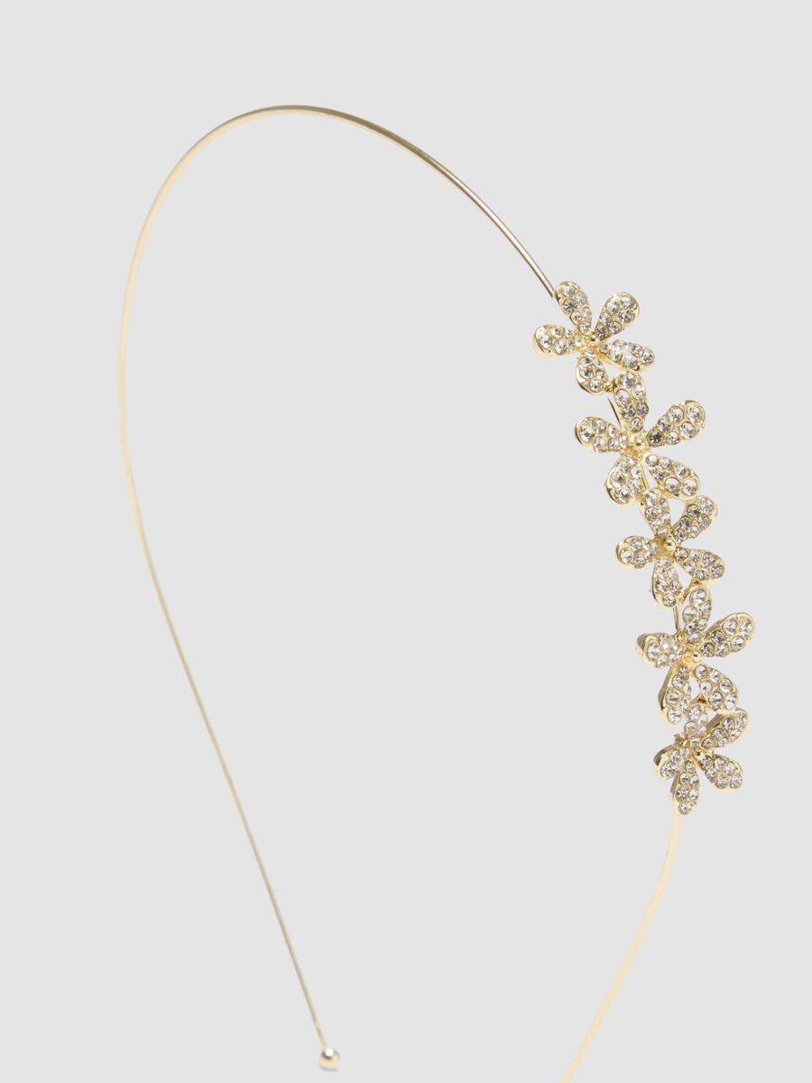 Golden girl's headband with floral decoration_2