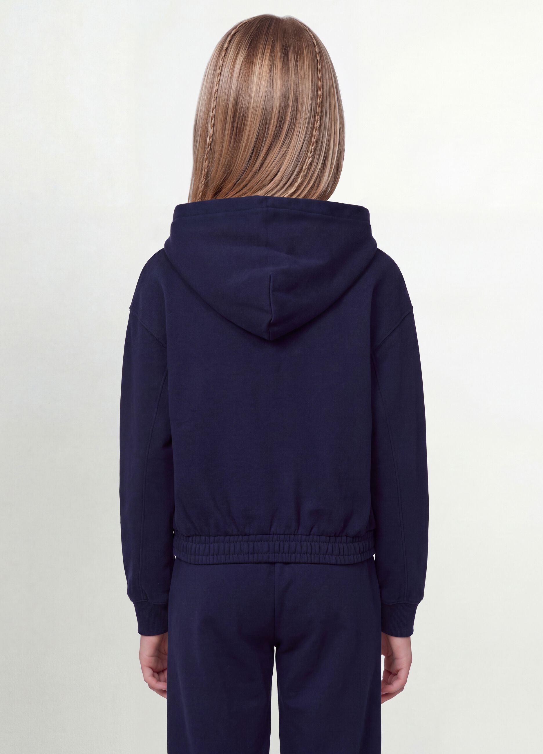 Blue organic cotton hooded sweatshirt