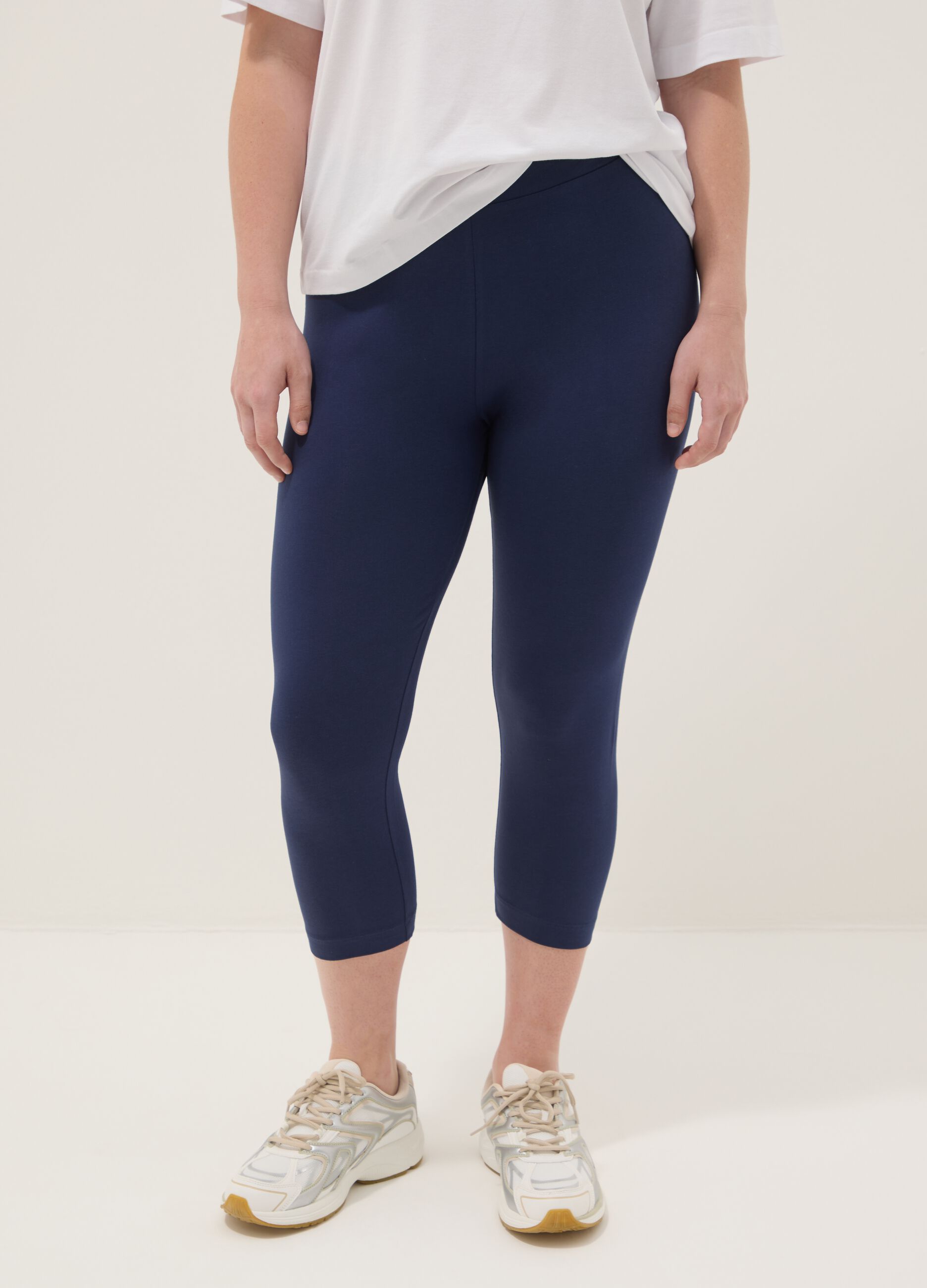 Blue stretch cotton leggings
