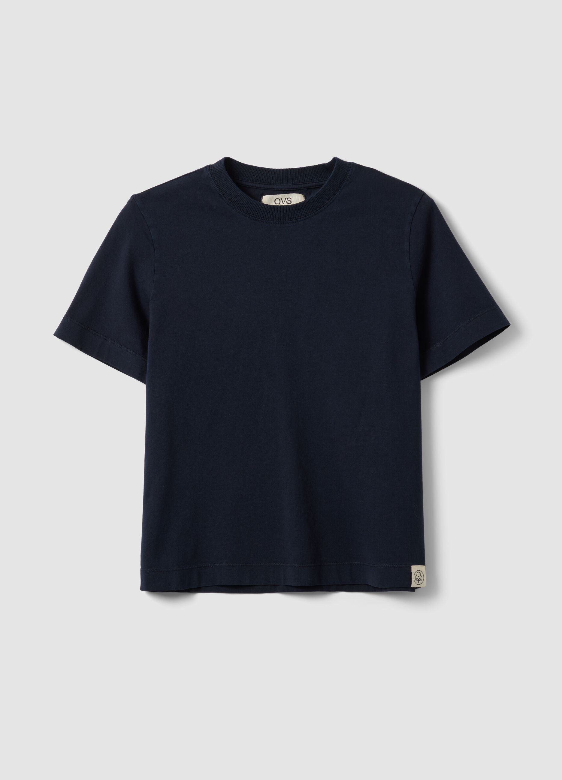 Blaues Kurzarm-T-Shirt aus reiner Baumwolle in Regular Fit