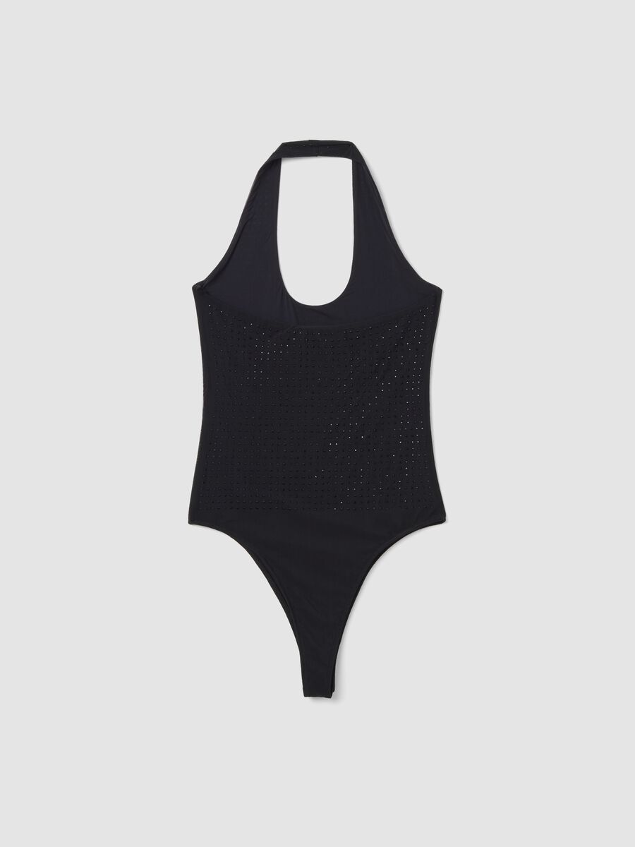 Black stretch bodysuit with rhinestones, regular fit_6
