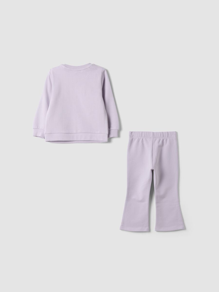 Pink pure cotton set with crew-neck sweatshirt_1