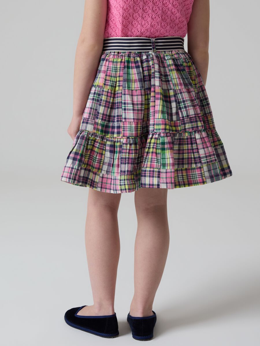 Tiered skirt with multicoloured check pattern_4