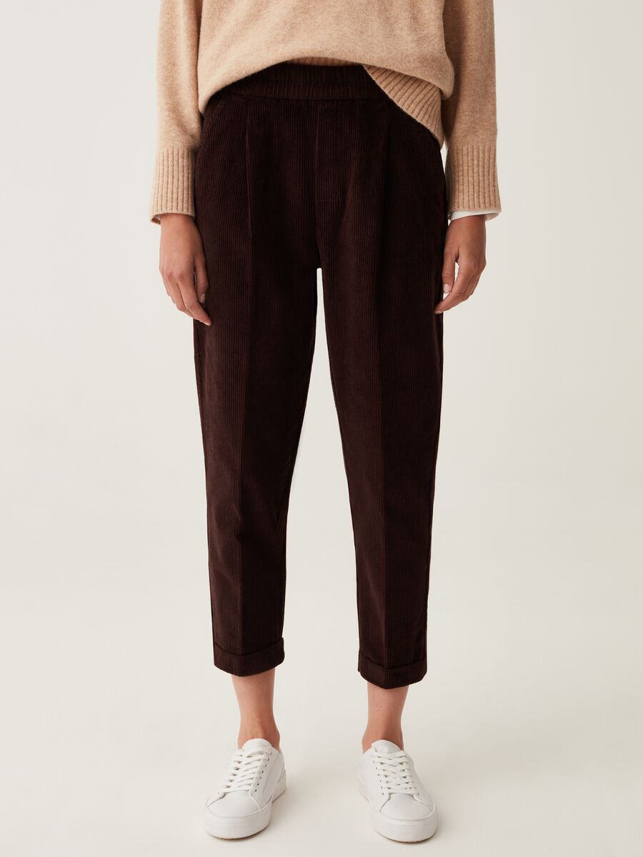 Corduroy cropped joggers_1