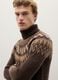 Regular fit brown turtleneck jumper with jacquard pattern_3
