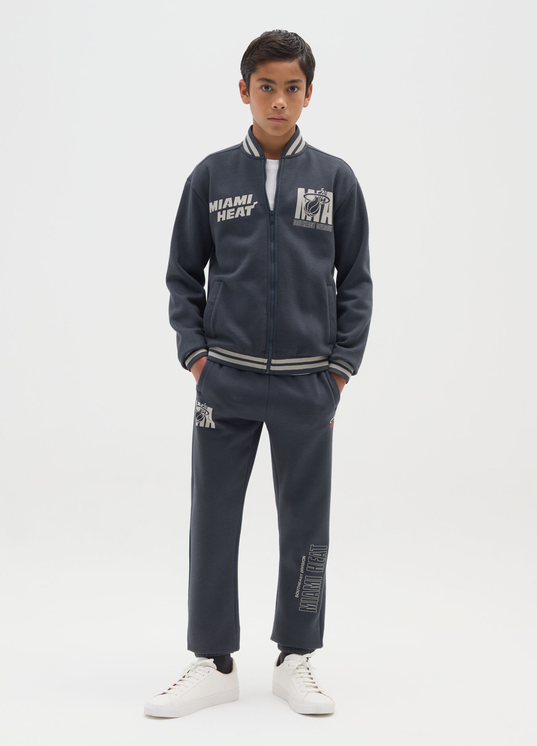 Cal&ccedil;as infantis de mistura de algod&atilde;o azul ajuste regular Miami Heat