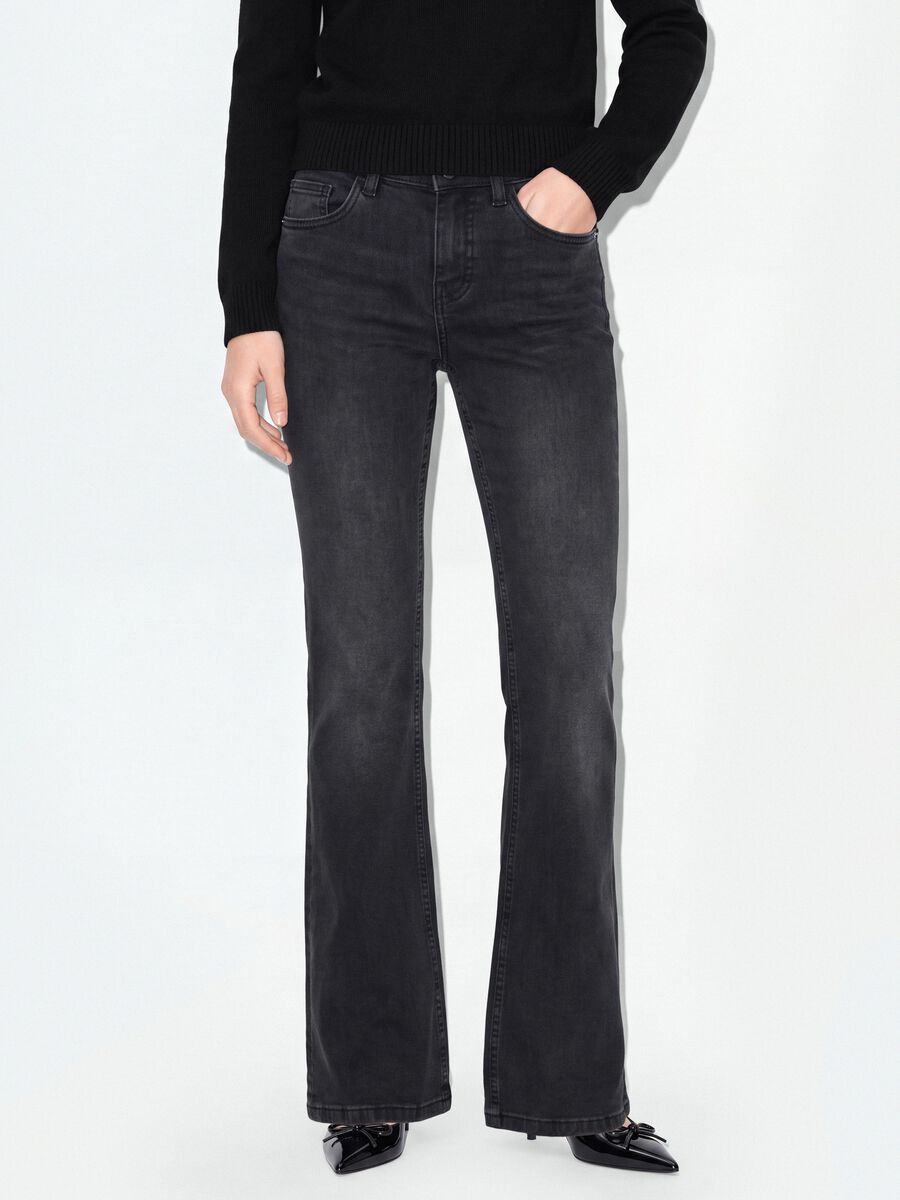 Black stretch-cotton flare jeans_1