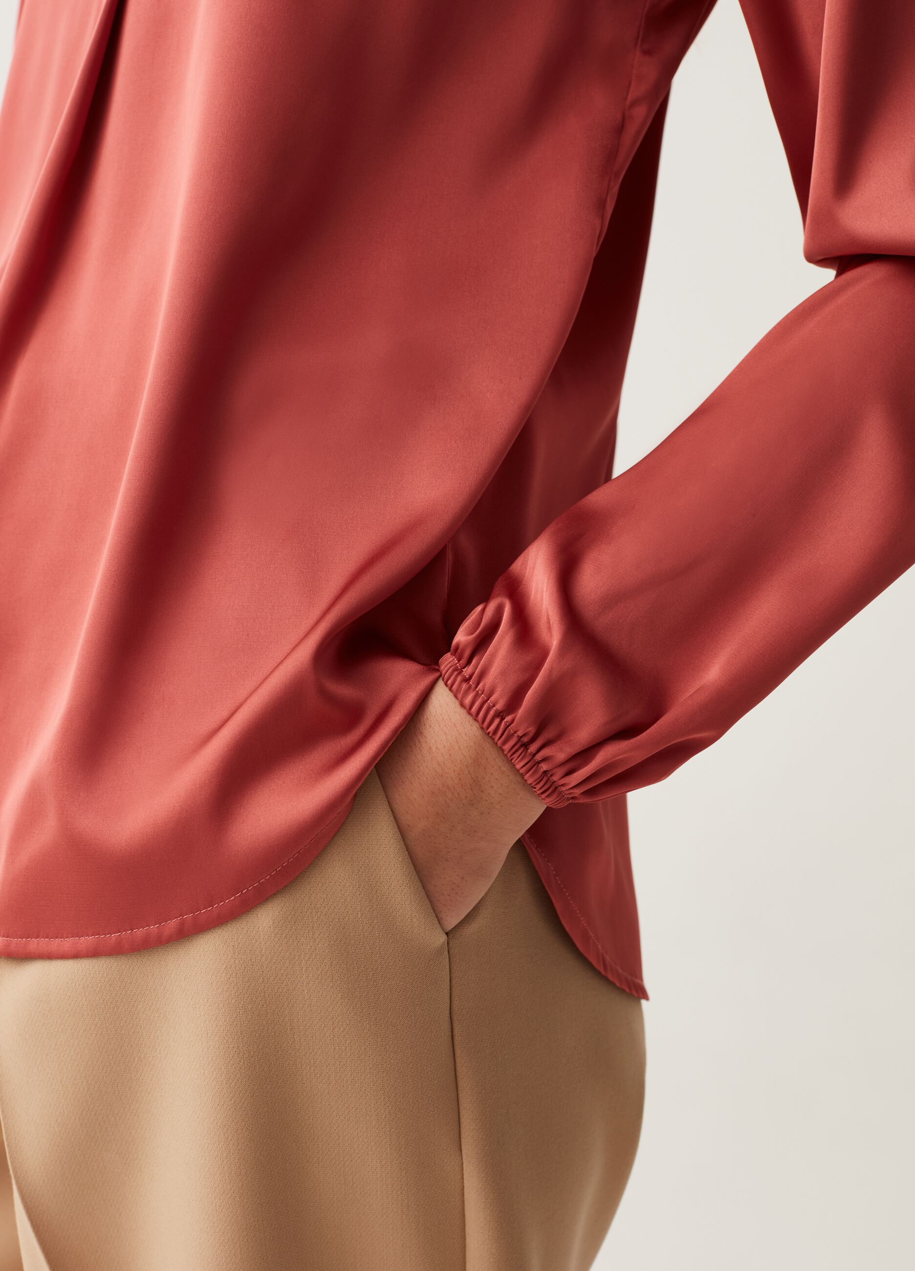 Satin blouse with V opening
