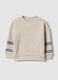 Sweatshirt de beb&eacute; em puro algod&atilde;o bege ajuste regular com riscas_0