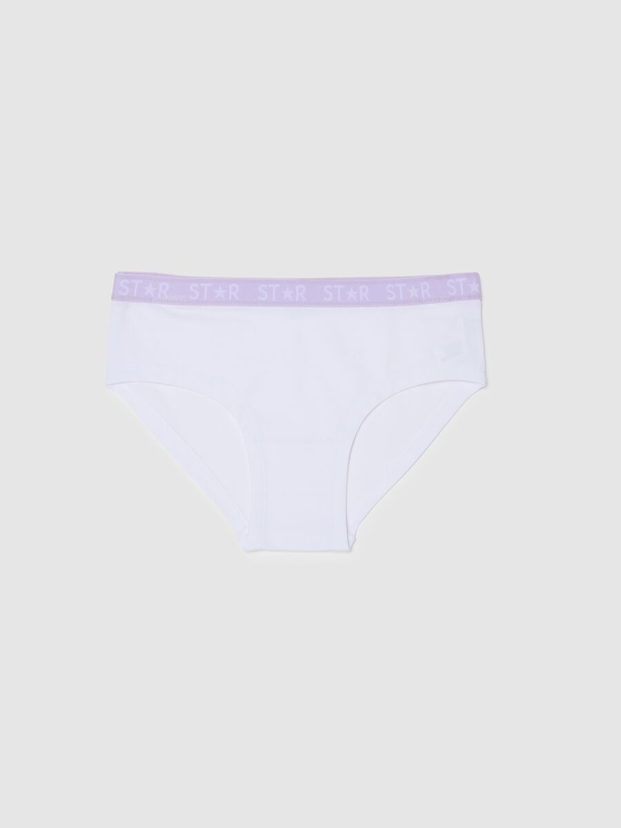 White stretch cotton panties for girls, regular fit_0