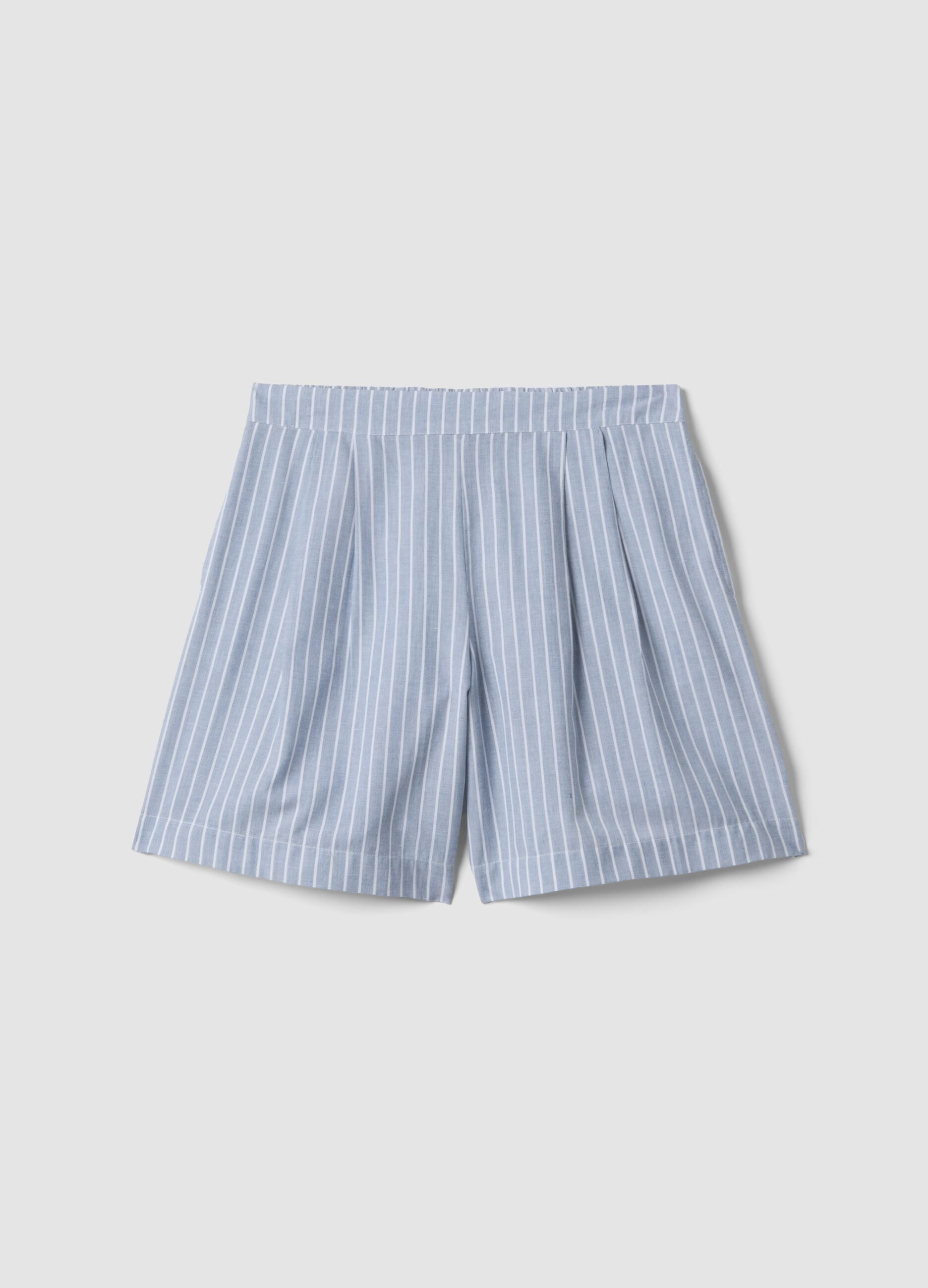 Sky-blue striped pure cotton shorts