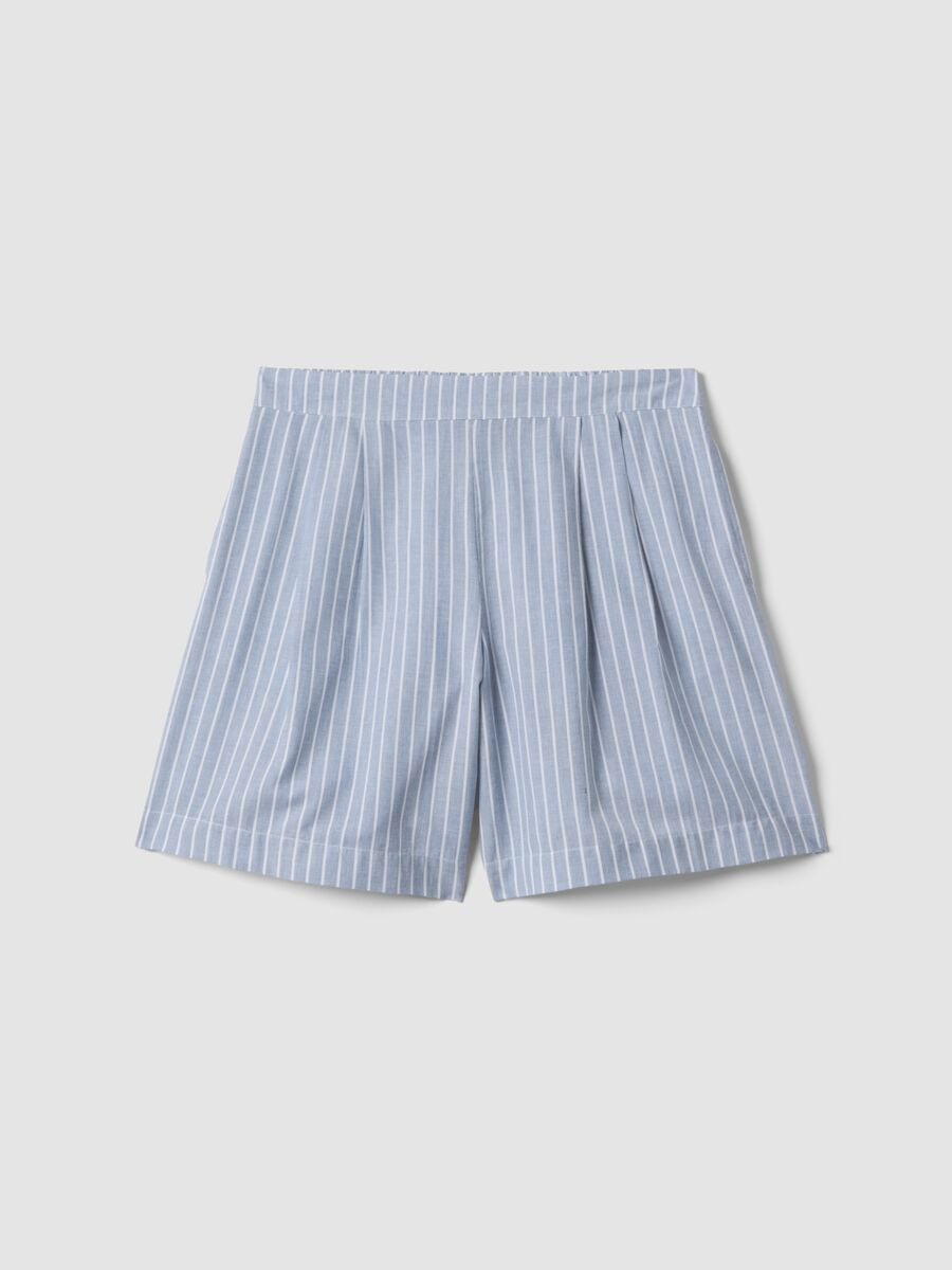 Sky-blue striped pure cotton shorts_4