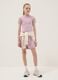Pink stretch cotton set with T-shirt and shorts_0