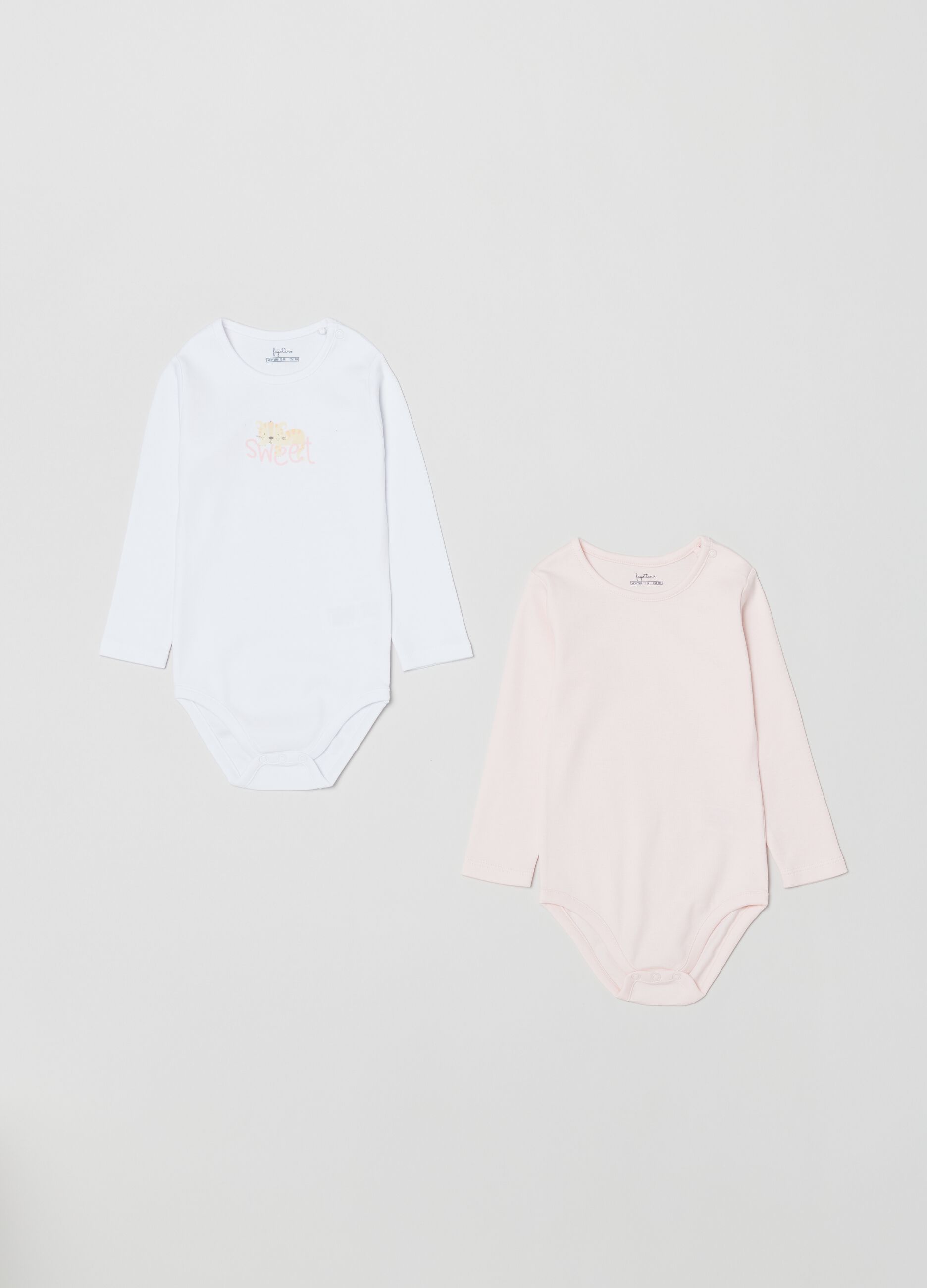 Two-pack long-sleeved bodysuits in cotton_0