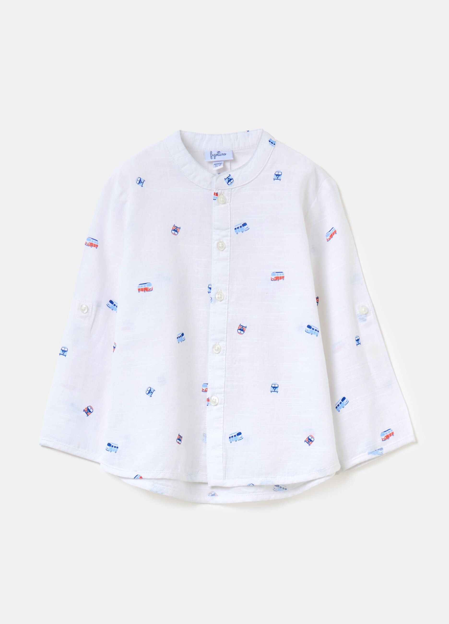 Cotton and linen shirt with print