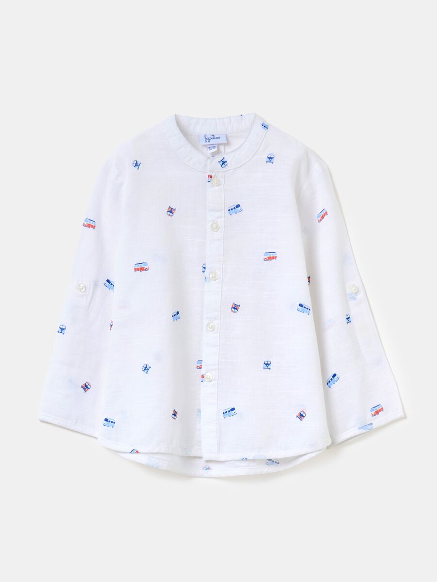 Cotton and linen shirt with print_0