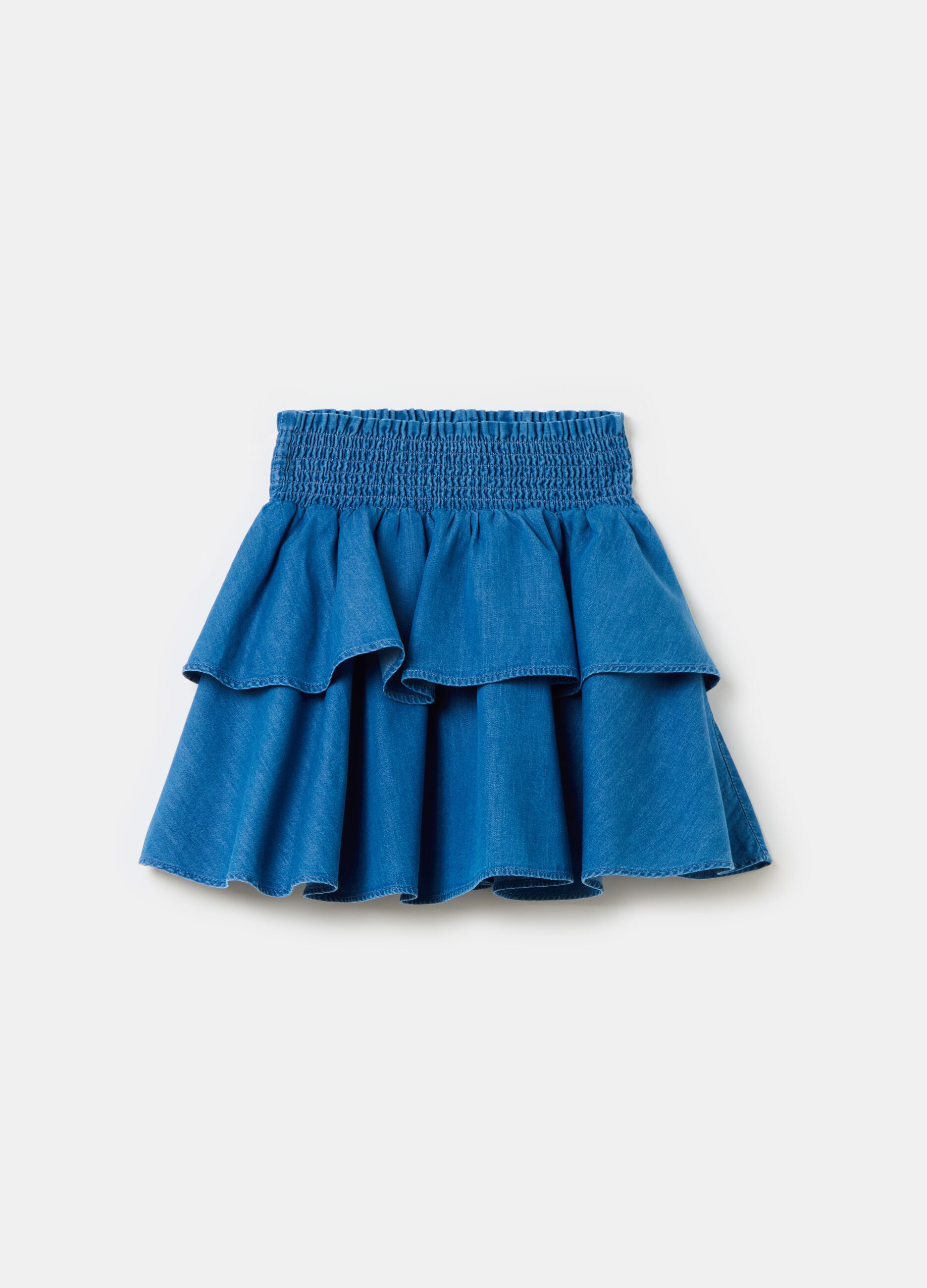 Denim skirt with flounce