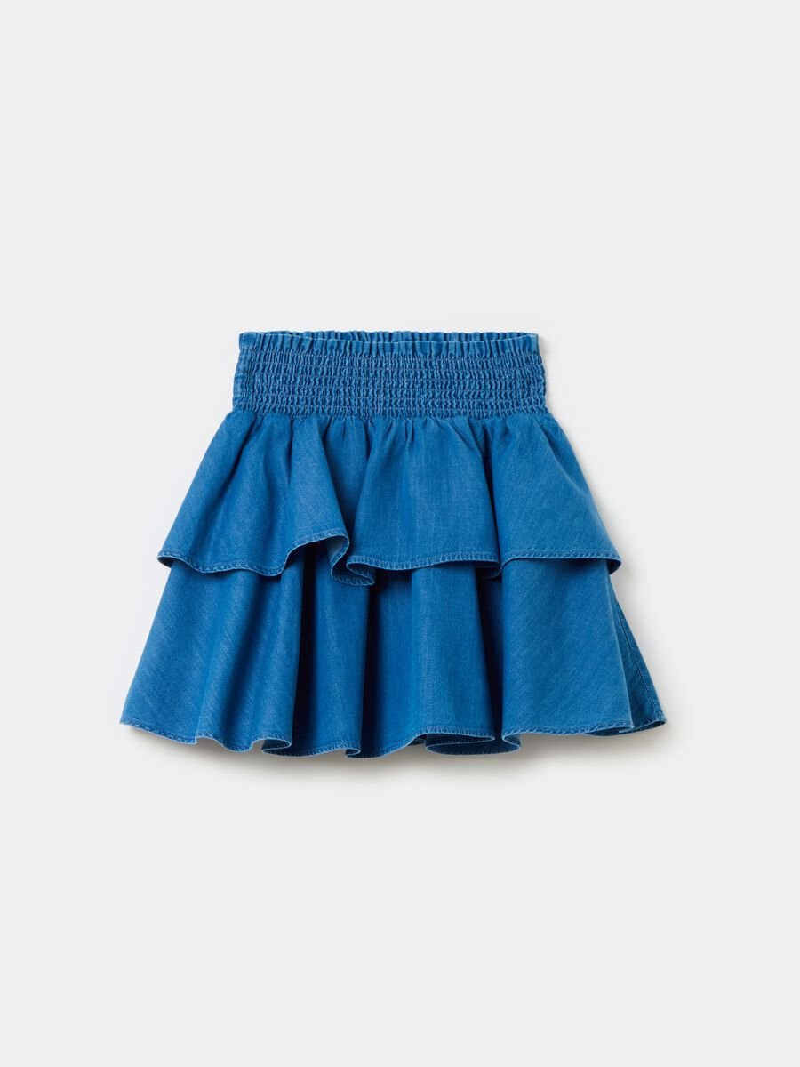 Denim skirt with flounce_0