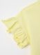 Yellow T-shirt in cotton with print and flounce_2