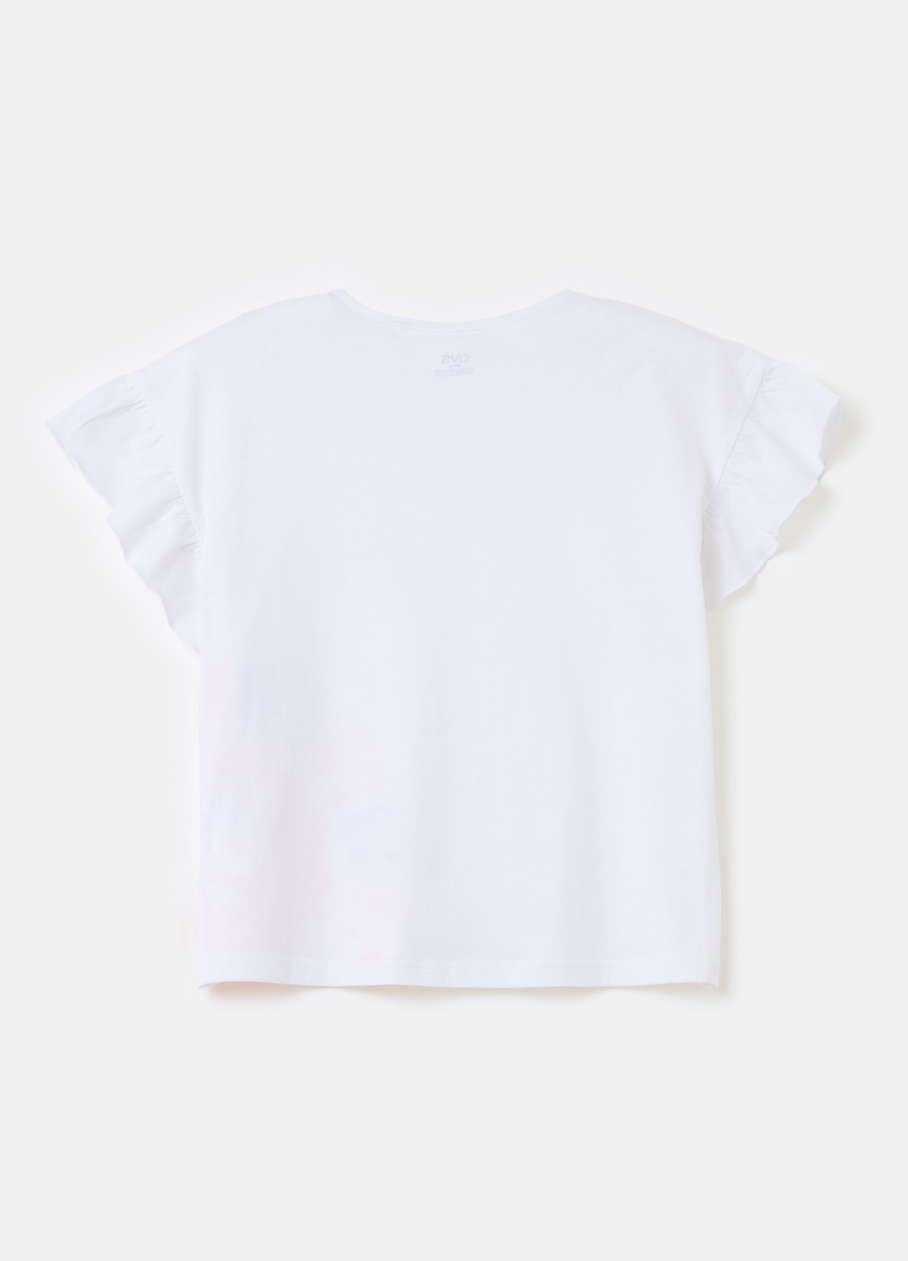 Camiseta de algodón con estampado y volante
