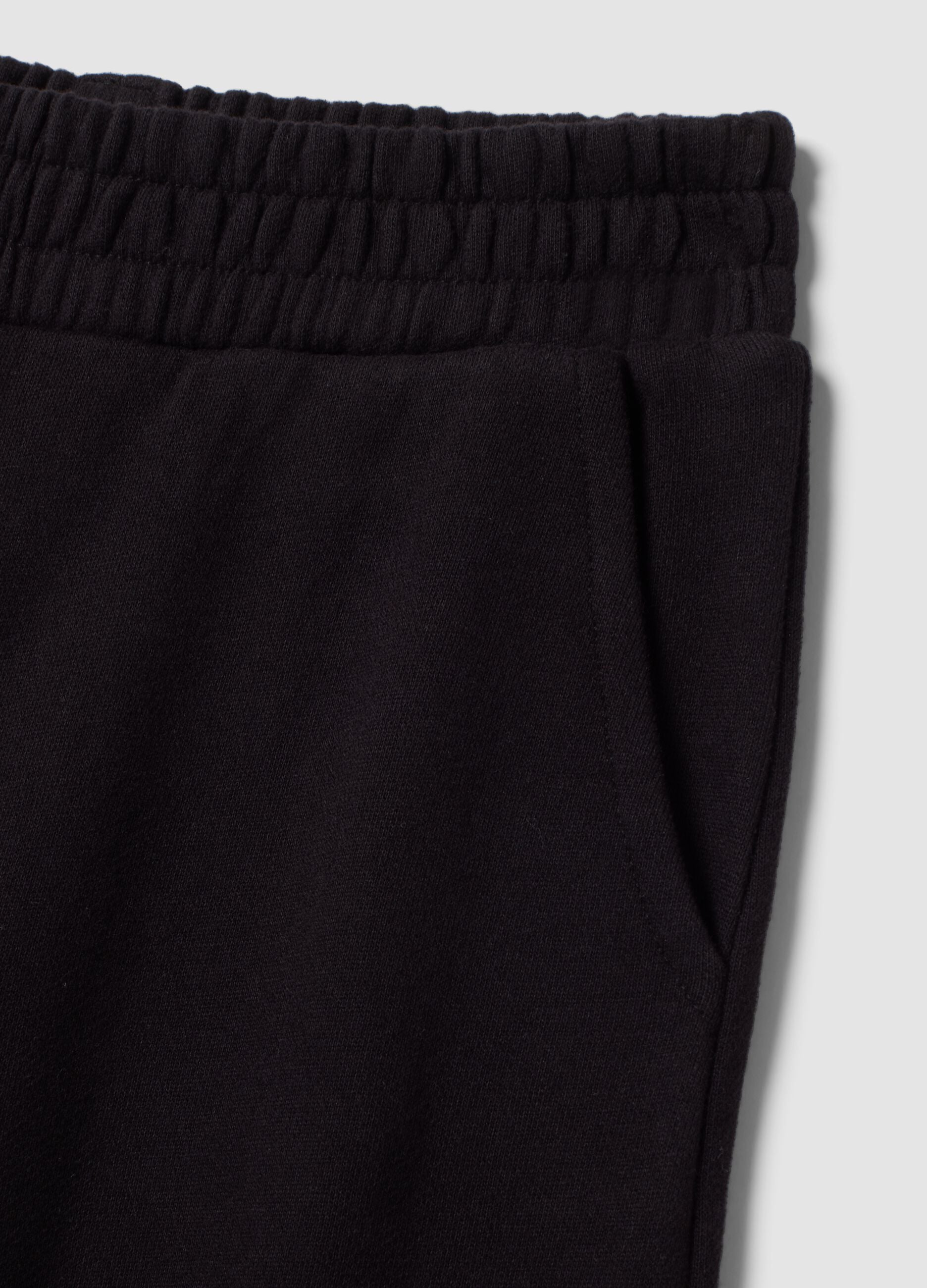 Pantaloni neri wide leg in puro cotone