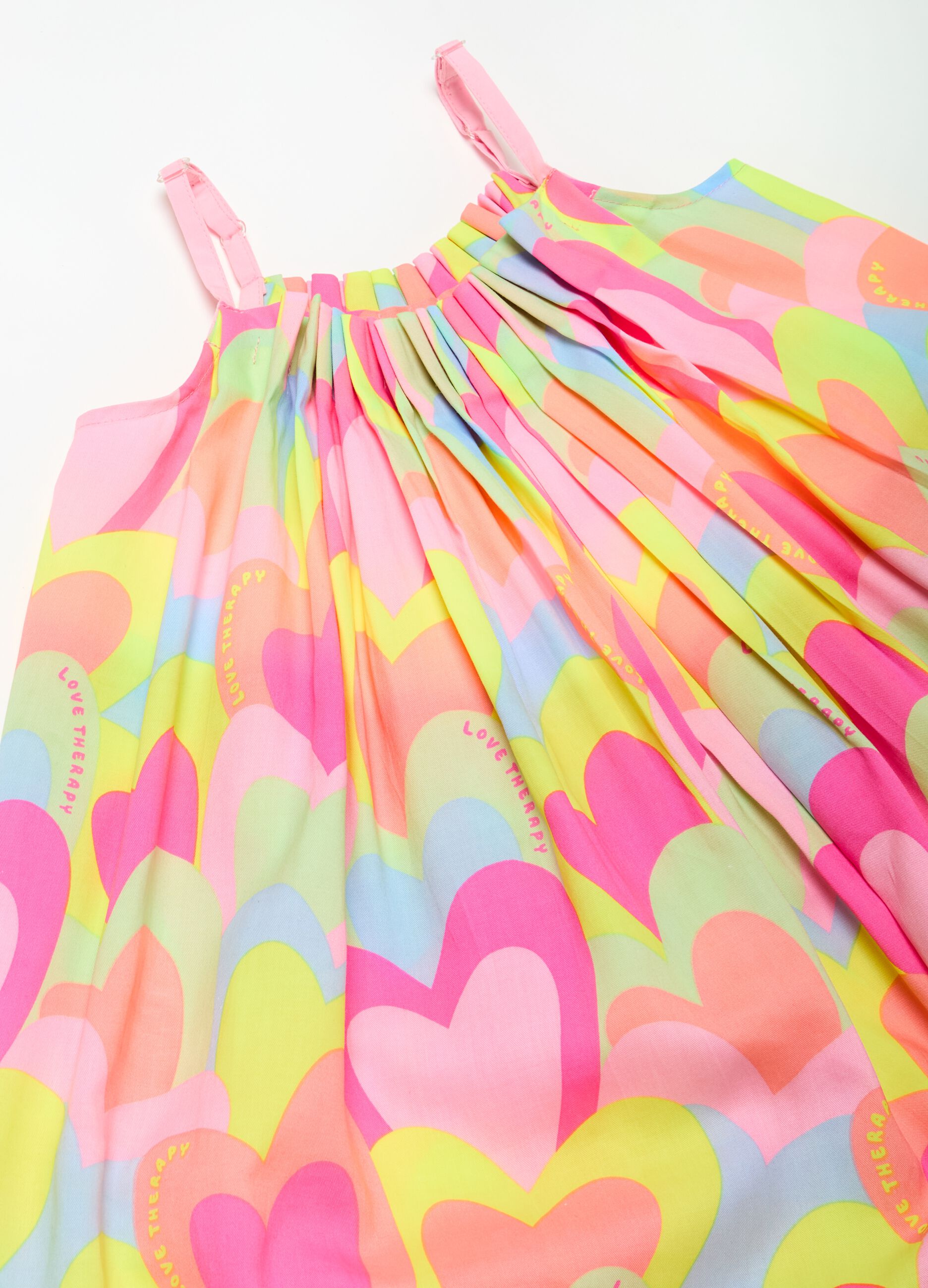 Lyocell dress with multicoloured hearts print