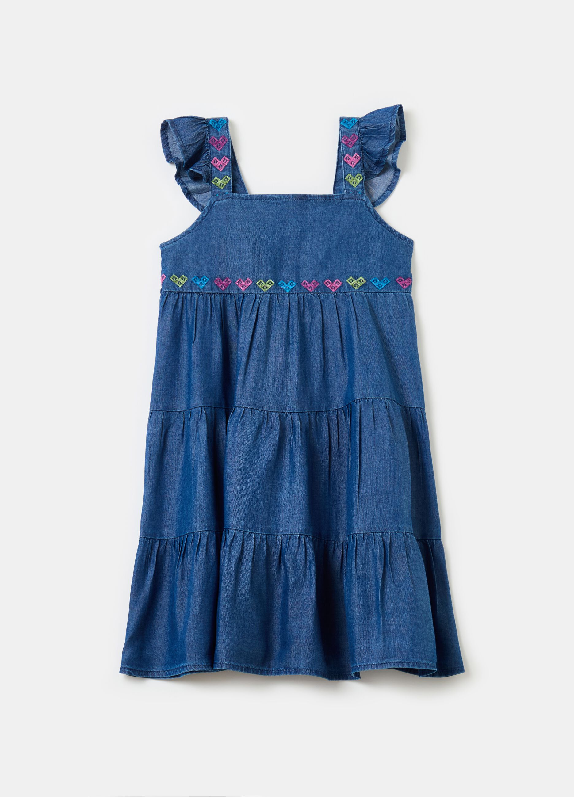 Lyocell dress with hearts embroidery