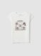 Wei&szlig;es, figurbetontes T-Shirt aus Stretch-Baumwolle mit Print_4
