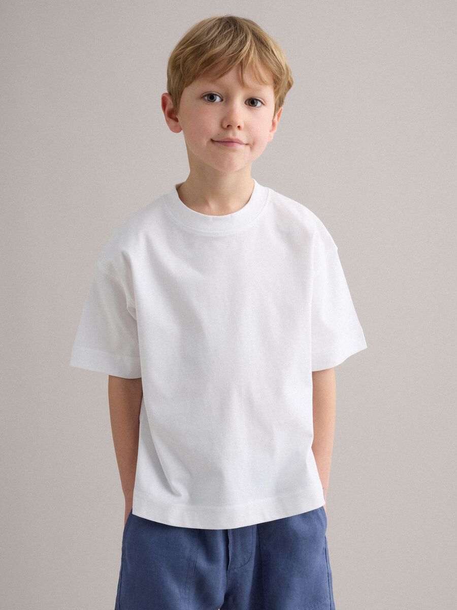 White pure cotton oversized fit children's t-shirt_1