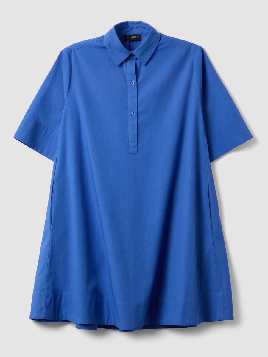 Vestido chemise azul em algod&atilde;o puro_4