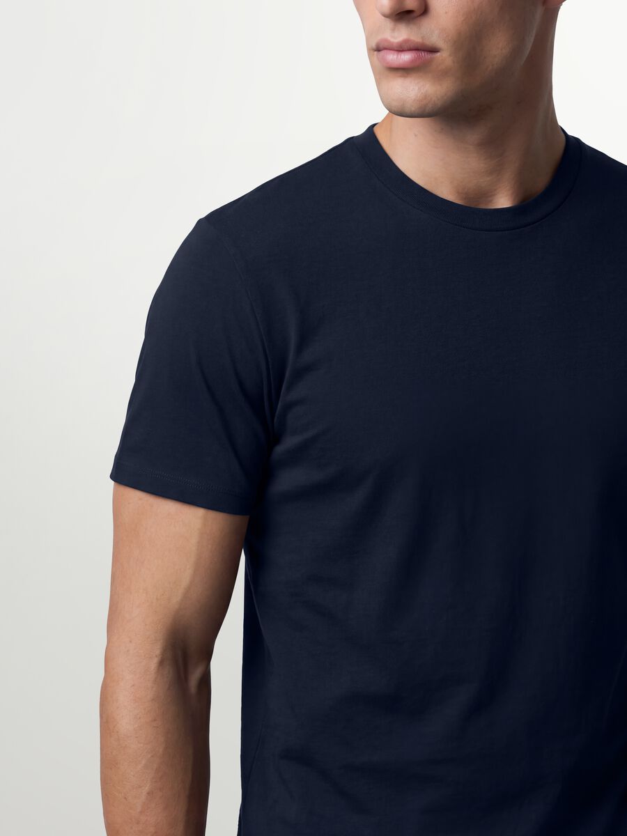 Blue organic cotton slim-fit short-sleeve T-shirt_2