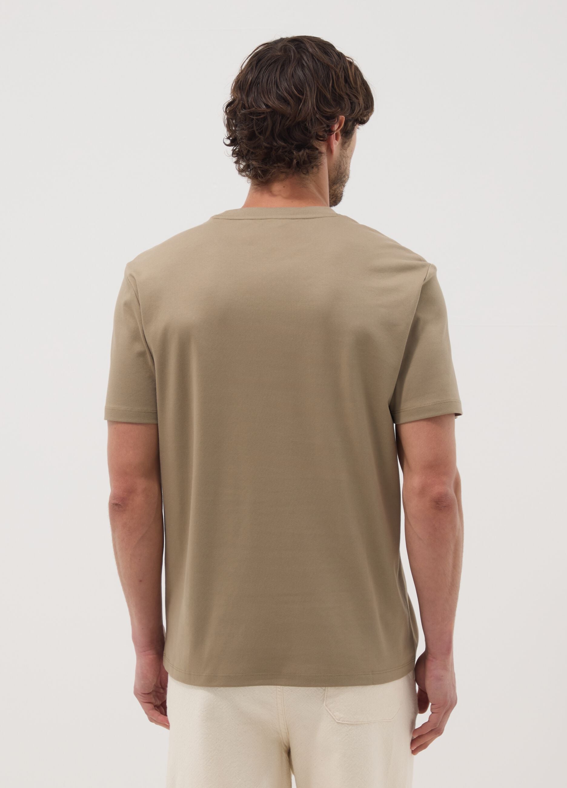 Beiges T-Shirt aus reiner Baumwolle