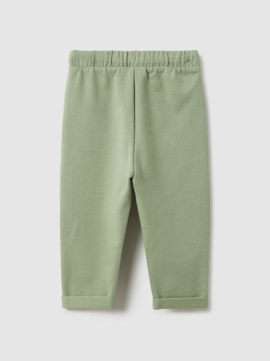Girls' green slim fit stretch cotton trousers_1