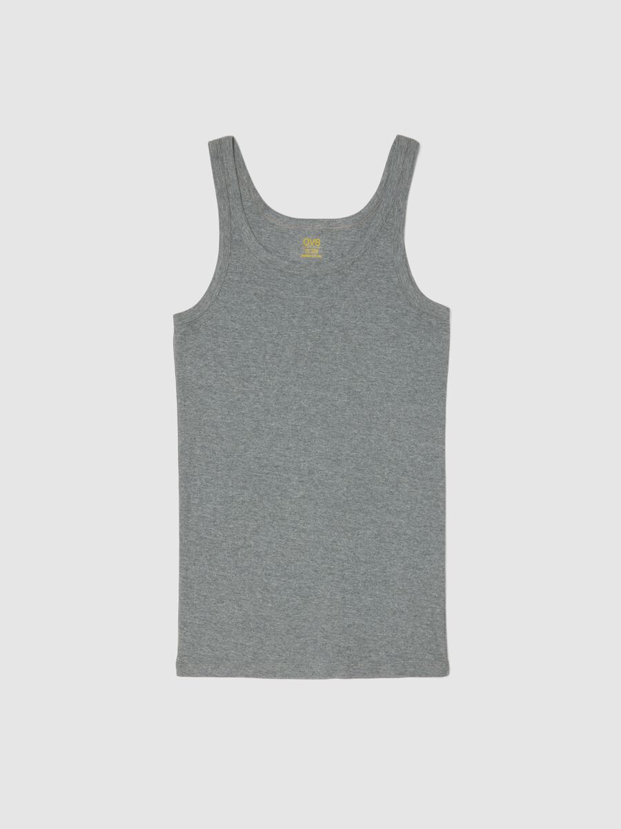 Grey pure cotton regular fit tank top_0