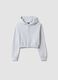 Girls&rsquo; short grey pure cotton hoodie with crew neck_3