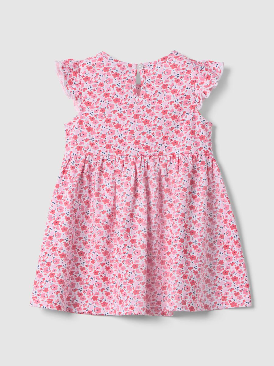 Multi-colour pure cotton regular fit girl's dress with flowers_1
