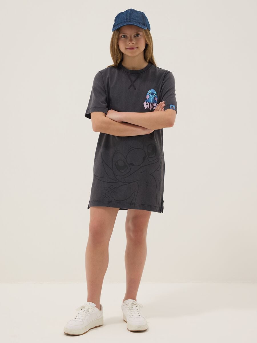Black pure cotton mini dress with short sleeves_0