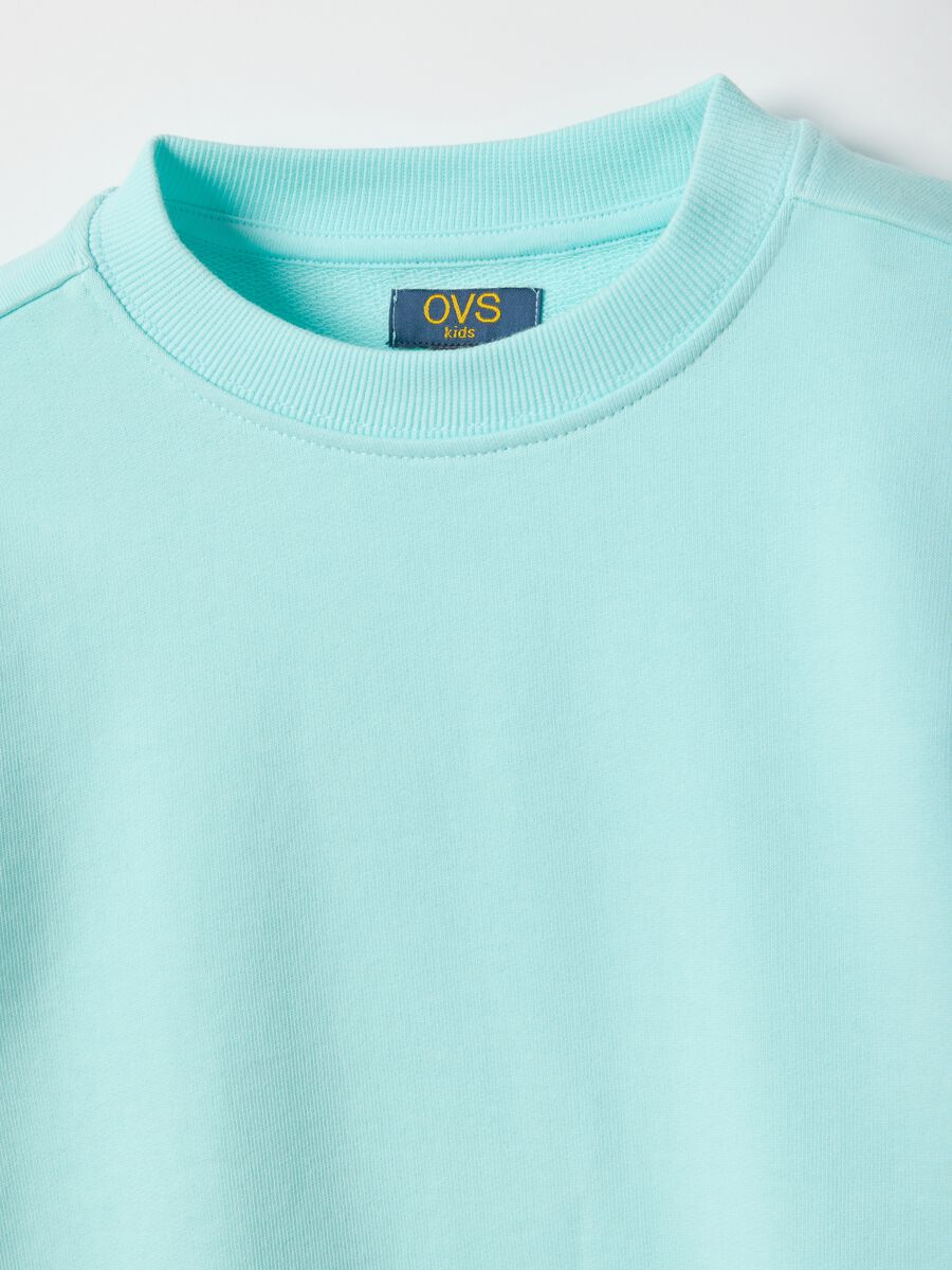 Blue pure cotton oversized fit children's crew neck sweatshirt_2