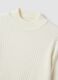Camisola branca justa de mistura de viscose canelada com gola alta_5