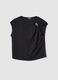Black pure cotton T-shirt with draping and brooch_4